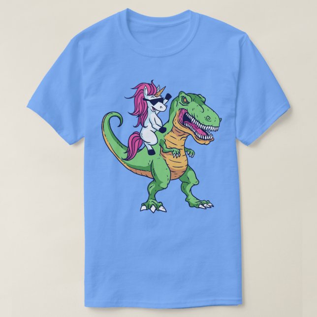 Cute Unicorn Riding TRex T Shirt (Design framsida)