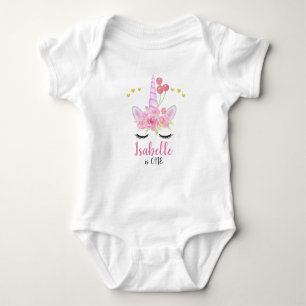 Cute Unicorn Rosa Blommigt T Shirt