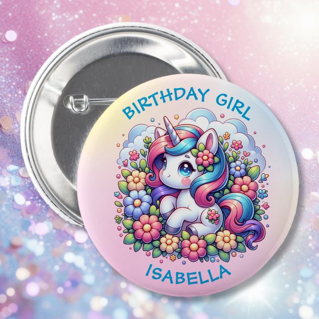 Cute Unicorn Rosa Girl Girl Girl Girl Knapp (Skapare uppladdad)