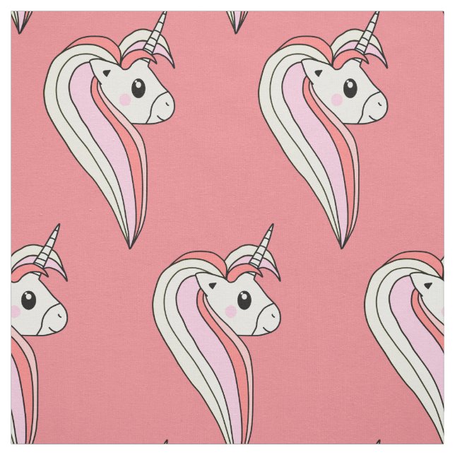 Cute Unicorn Rosa Girly Kids Mönster Tyg (Provkarta)