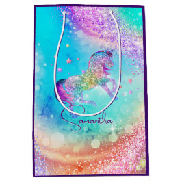 Cute unicorn rosa Glitter rainbow aqua monogram