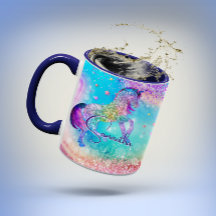 Cute unicorn rosa Glitter rainbow aqua monogram