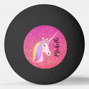 Cute Unicorn Rosa Glitter Rainbow Fantasy Anpassni Pingisboll
