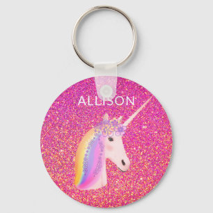 Cute Unicorn Rosa Glitter Sparkles Fantasy Girls Nyckelring