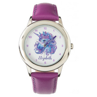 Cute Unicorn Rosa & Lila Illustration Armbandsur