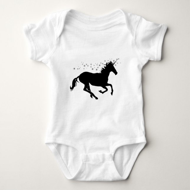 Cute Unicorn Runand Stars T-shirt (Framsida)