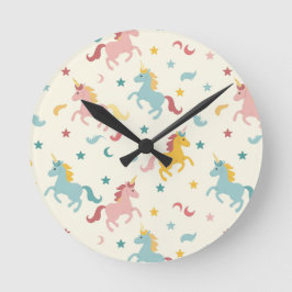 Cute Unicorn Rund Klocka