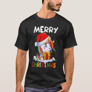 Cute Unicorn Santa Hat God jul Kid Little T Shirt