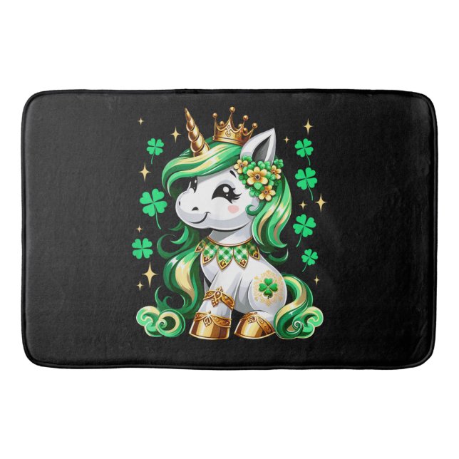 Cute Unicorn Shamrock St Patricks Day Badrumsmatta (Framsidan)