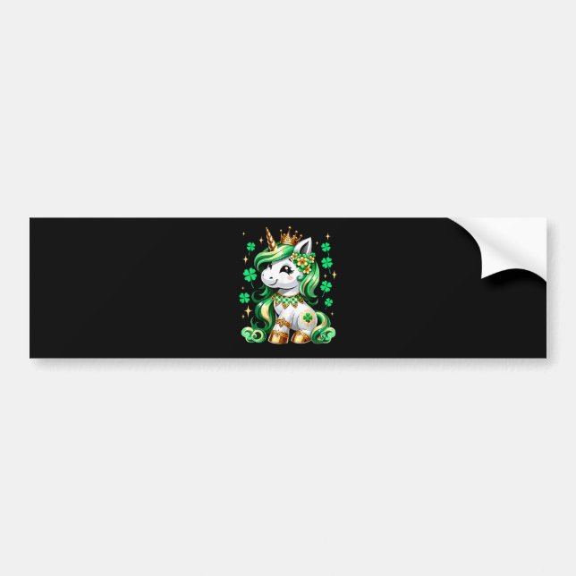 Cute Unicorn Shamrock St Patricks Day Bildekal (Framsidan)
