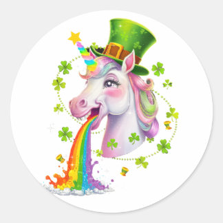 Cute Unicorn Shamrock St patricks day Lepricorn Runt Klistermärke