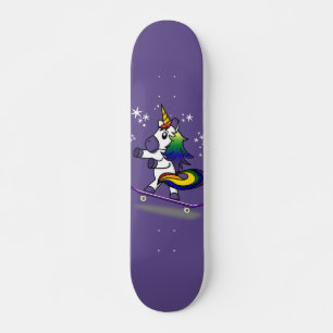 Cute Unicorn Skateboarding Rainbow Tecknad Lila Mini Skateboard Bräda 18,5 Cm