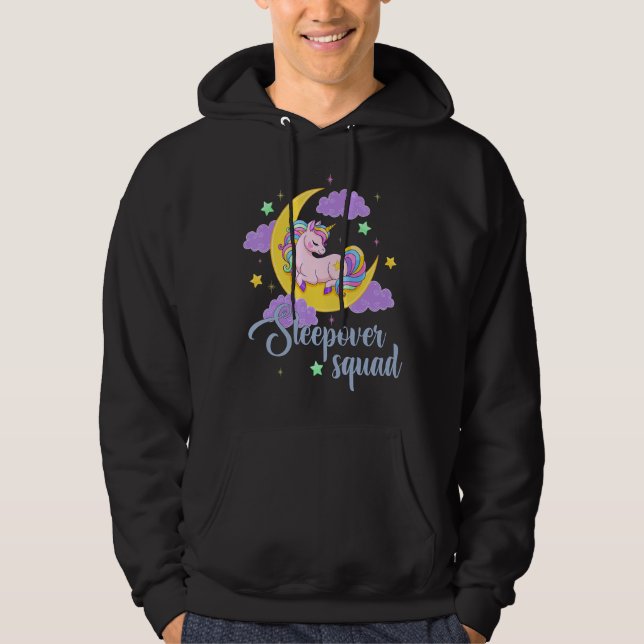 Cute Unicorn Sleepover Squad Matching Slumber Part Hoodie (Framsida)