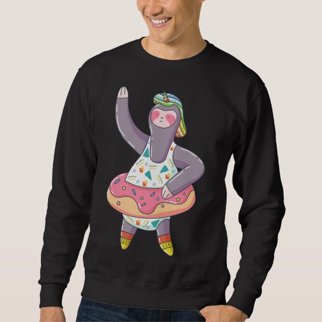 Cute Unicorn Slots med uppblåsbart Flyt rub Lång Ärmad Tröja (Framsida)