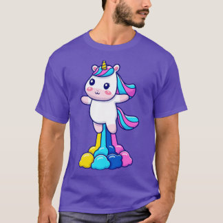 Cute Unicorn som flyger med regnbåge (2) T Shirt