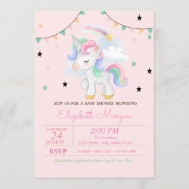 Cute Unicorn, Stars Baby Shower-inbjudan Inbjudningar