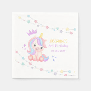 Cute Unicorn Stars Banner Fantasy Birthday Pappersservett