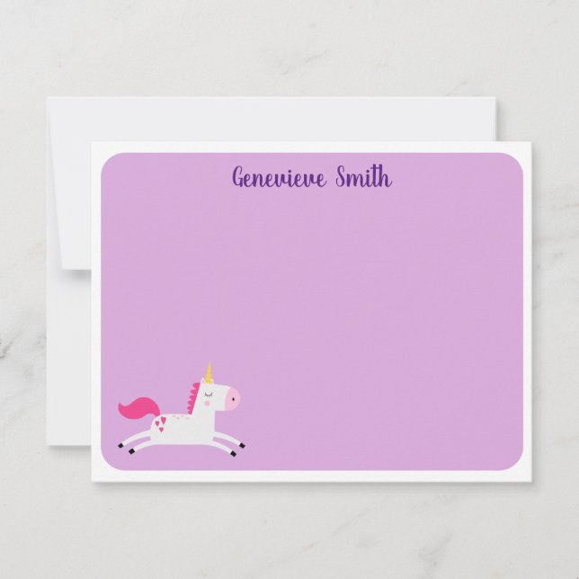 Cute Unicorn Stationery Anteckningskort (Framsida)