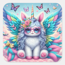 Cute Unicorn Sticker Fyrkantigt Klistermärke