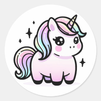 Cute Unicorn Sticker Runt Klistermärke