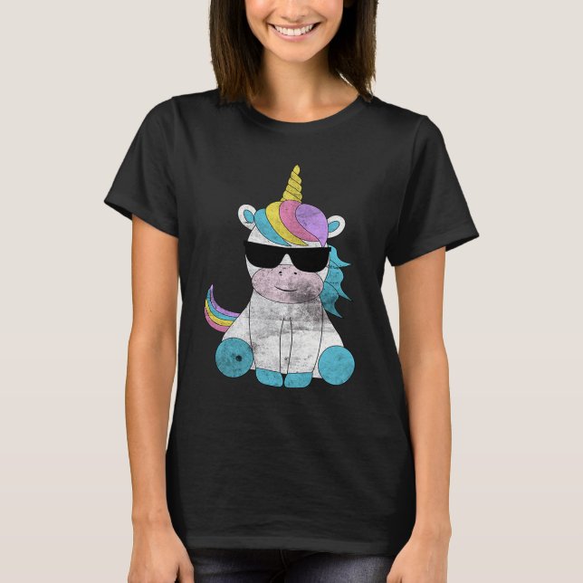 Cute Unicorn Sunglasses Unicorns Magical Creature  T Shirt (Framsida)