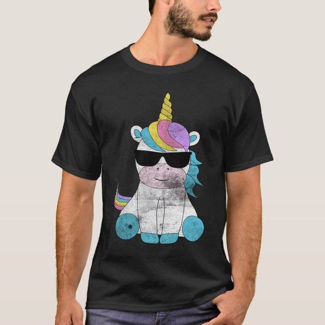 Cute Unicorn Sunglasses Unicorns Magical Creature  T Shirt (Framsida)