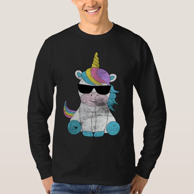 Cute Unicorn Sunglasses Unicorns Magical Creature  T Shirt (Framsida)