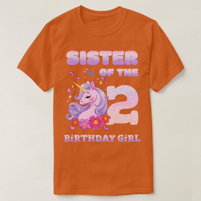 Cute Unicorn syster 2:a födelsedagsflickan T Shirt (Design framsida)