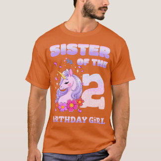 Cute Unicorn syster 2:a födelsedagsflickan T Shirt