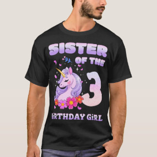 Cute Unicorn-syster i tredje födelsedag T Shirt