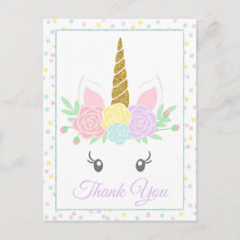Cute Unicorn Tack, vykort för kort