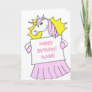 Cute Unicorn Tecknad Birday Kort