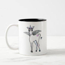 Cute Unicorn teckning Två-Tonad Mugg