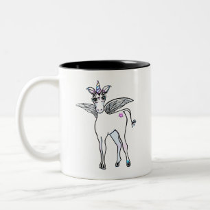 Cute Unicorn teckning Två-Tonad Mugg
