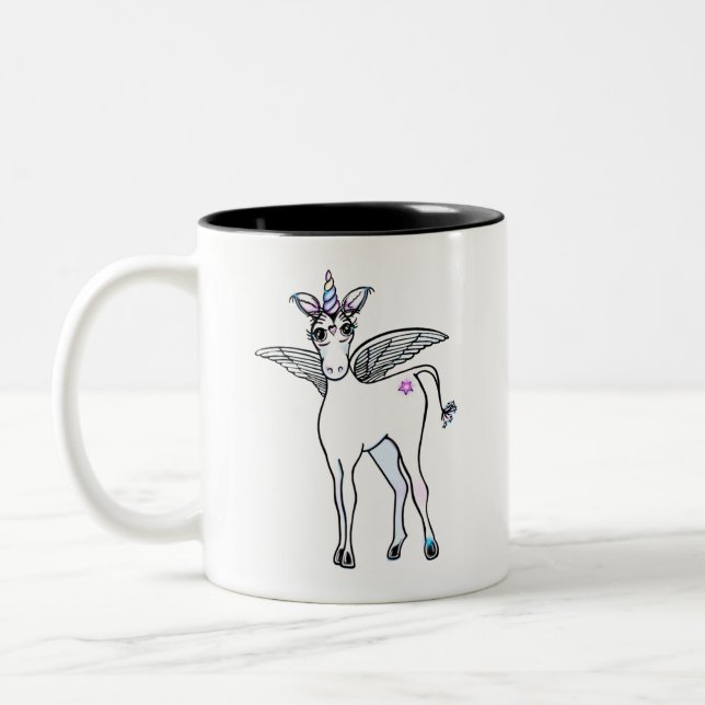 Cute Unicorn teckning Två-Tonad Mugg (Vänster)