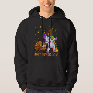 Cute Unicorn Thanksgiving for Girls Pilgrim Hat Tu Hoodie