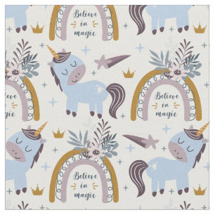 Cute Unicorn Tro på Magic Mönster Tyg