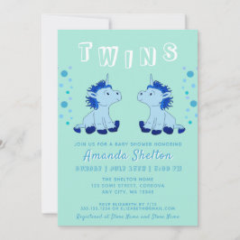 Cute Unicorn Twillingars 2 Pojke Baby Shower Inbjudningar