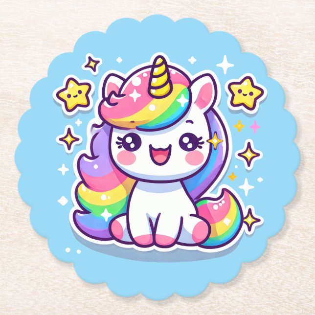 Cute Unicorn Underlägg Papper (Framsida)