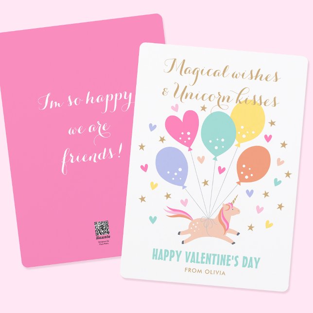 Cute Unicorn Valentine Day Kids Classroom Julkort (Skapare uppladdad)