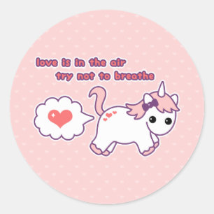 Cute Unicorn Valentine Runt Klistermärke