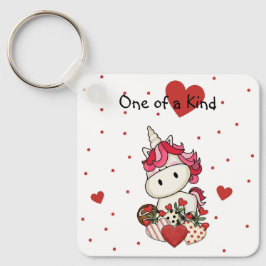 Cute Unicorn Valentines Dag Keychain Nyckelring