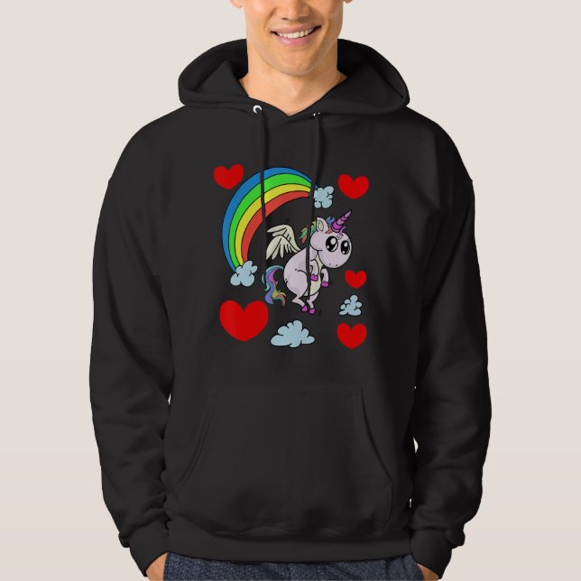 Cute Unicorn Valentines day för barn Hoodie (Framsida)