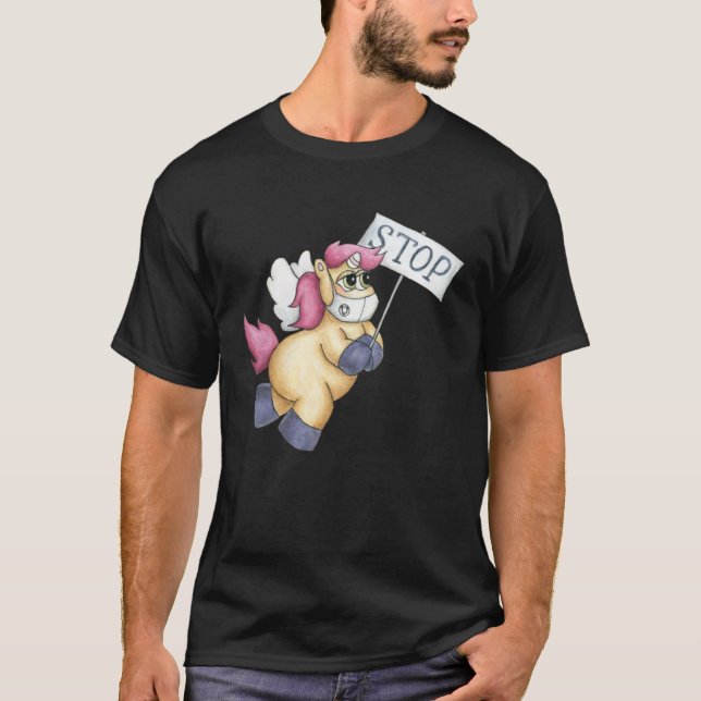 Cute Unicorn wearing face mask  Unicorn Mask  idea T Shirt (Framsida)