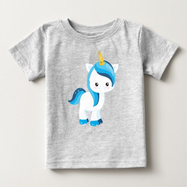 Cute Unicorn, Winter, Snöflingor, Magic Unicorn T Shirt (Framsida)