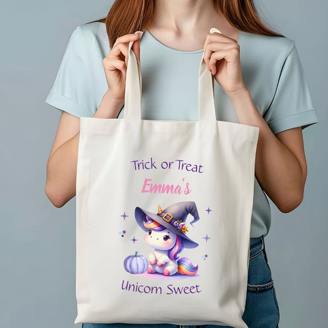 Cute Unicorn Witch Hat Halloween Personlig Tygkasse (Skapare uppladdad)