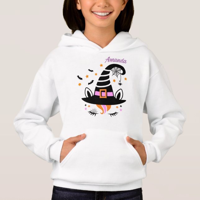 Cute Unicorn Witch Hat T Shirt (Framsida)