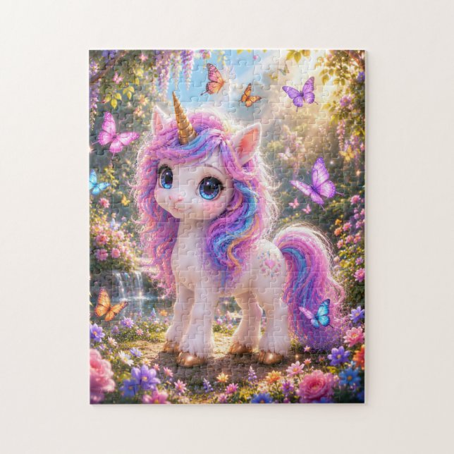 Cute Unicorn with Butterflies Jigsaw Puzzle Pussel (Vertikal)