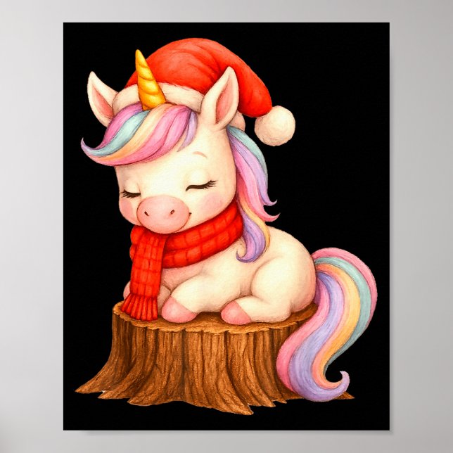 Cute Unicorn With F Christmas Xmas Holiday  Poster (Framsidan)