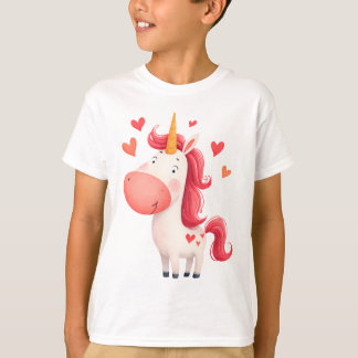 Cute Unicorn with Hearts – Magical Kids T Shirt